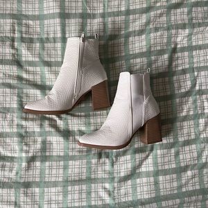 White heeled booties